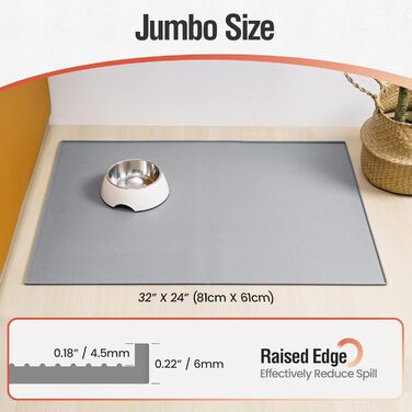 Килимок для годування собак та котів Conlun, 81 x 61 см, неслизький, водонепроникний, з піднятим краєм, для миття в посудомийній машині