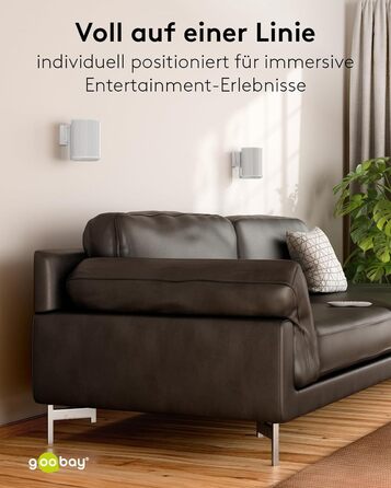 Настінний кронштейн-підставка для колонки Sonos Era 100 від Goobay, білий, з кабель-менеджментом, висота 71 см, вантажопідйомність 3 кг (71983)