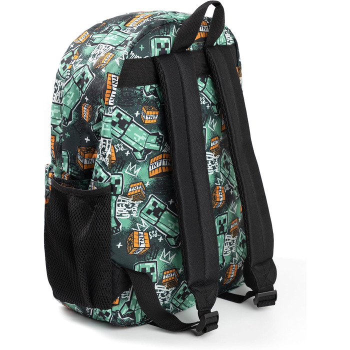 Рюкзак Minecraft для хлопчиків: ігровий рюкзак з принтами Creeper, Zombie, Skelett, Enderman та Павук з печери | Для школи, подорожей, геймінгу та щоденних виходів (Aop Creeper)