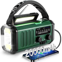 Радіо TKMARS на сонячній батареї 20000mAh з ручним заводом, FM/AM, SOS-сигнал, ліхтарик, компас. Зарядка телефонів USB
