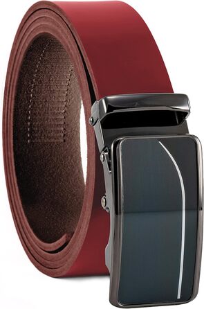Чоловічий шкіряний ремінь Volmer ATG 01-bur-roma з автоматичною застібкою та регулюванням | Ширина 35 мм, довжина 125 см, колір бордовий
