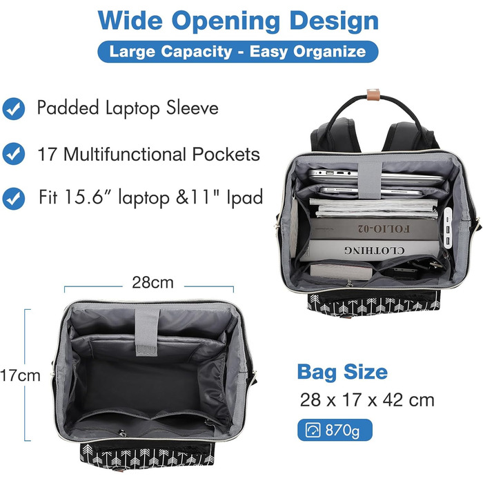 Рюкзак Lekesky для жінок: шкільний, з відділенням для ноутбука 15.6