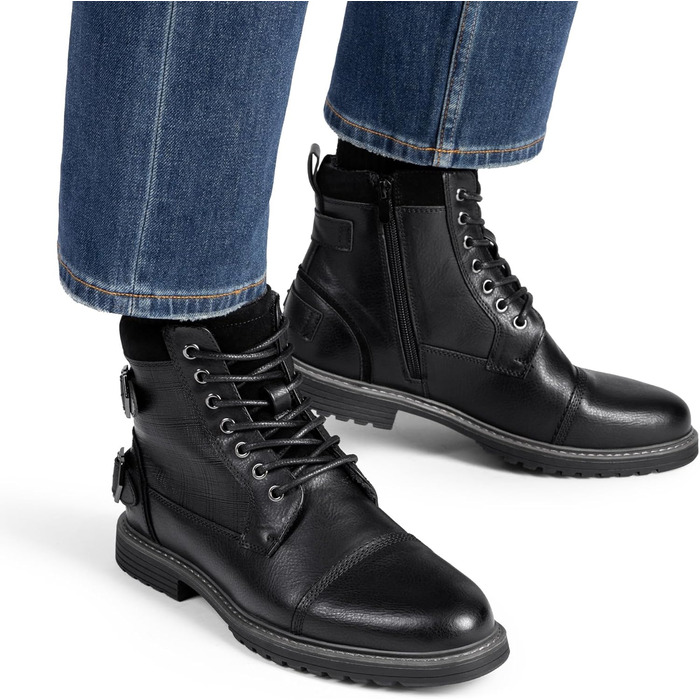 Чорні мотоциклетні черевики Bruno Marc для чоловіків, 44 EU. Шнуровка, блискавка, штучна шкіра, модель Chukka.
