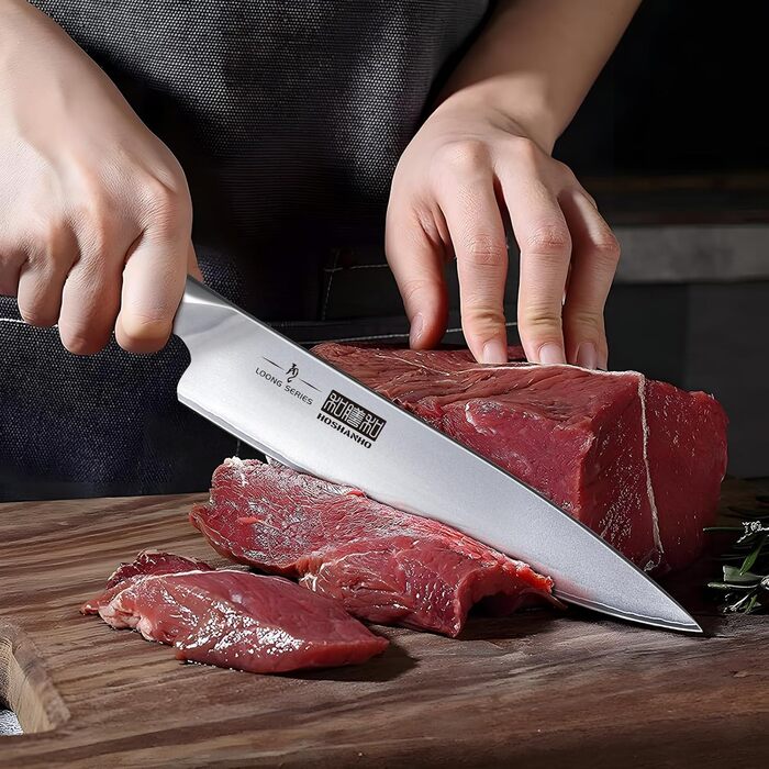 8-Piece Stainless Steel Knife Set with Wooden Block - Professional Chef's Kitchen Knife Set