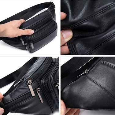 Стильна бананка для жінок з натуральної шкіри (бананка на пояс, шкіряна бананка, чорна бананка)