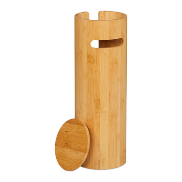 Relaxdays Bamboo Round Toilet Paper Holder