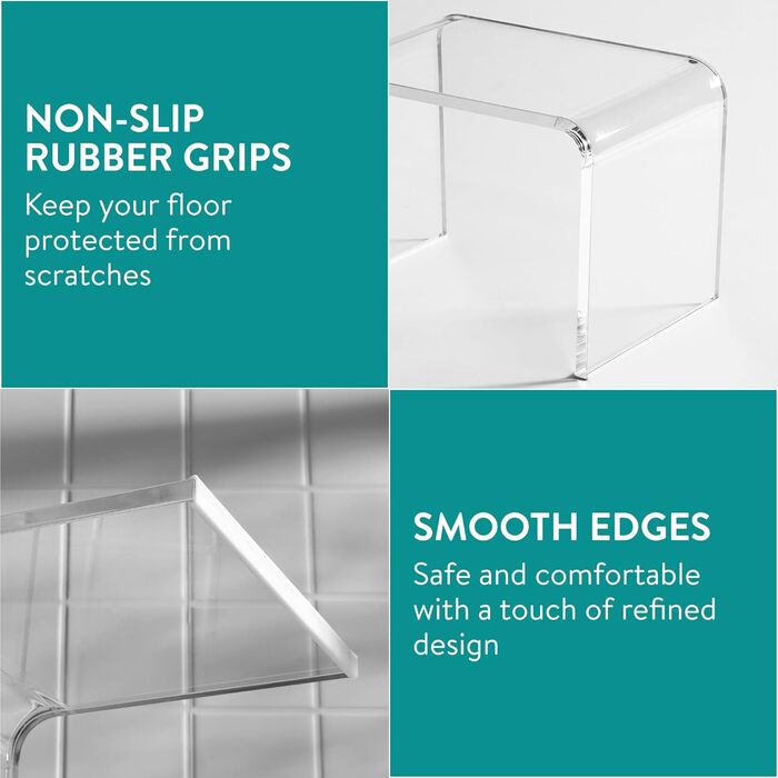 Navaris Acrylic Shower Stool modern - Bathroom stool for the shower - Ideal as a shower chair, bathroom stool, bathroom seat - Stool for shower - Seat stool bathroom - Chair Transparent