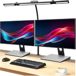 LED лампа для столу Asstikoo з регулюванням яскравості, 24W, складний дизайн, кріплення, для дому/офісу, 5 температур кольору, 3 режими яскравості, 3-головки, гнусий шийка