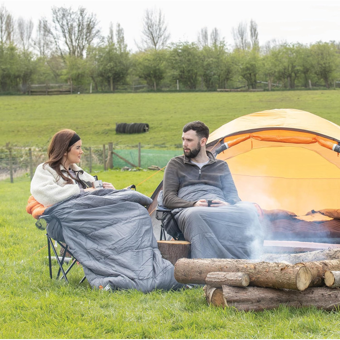 Легкий спальний мішок Milestone Camping для кемпінгу, подорожей та фестивалів, сіро-помаранчевий