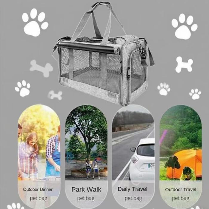 Складана переносна переносна сумка-переноска для собак та котів, 46x46x30 см, сіра