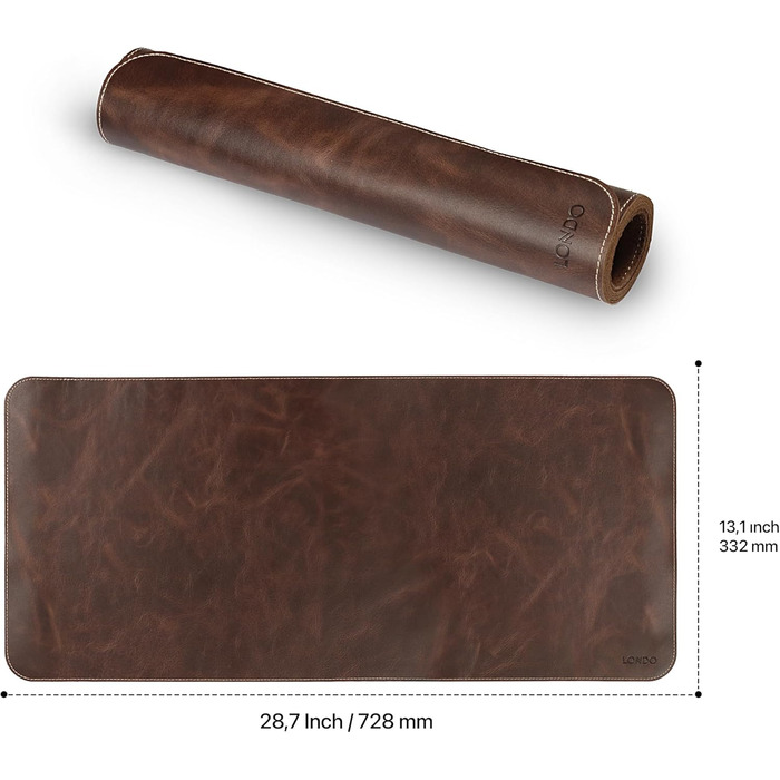 Мишка Londo Echtleder – великий килимок для миші зі шкіри, коричневий. Килимок для столу, антиковзкий, гладка поверхня
