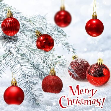 Набір ялинкових прикрас 36 шт, кульки для ялинки з пластику 4 см, червоні