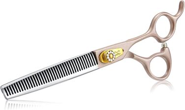 Професійна ножиця для грумінгу собак JASON Profi Fellschere - 40 зубців, з нержавіючої сталі 440C, 7 дюймів, ергономічна ручка, рожеве золото
