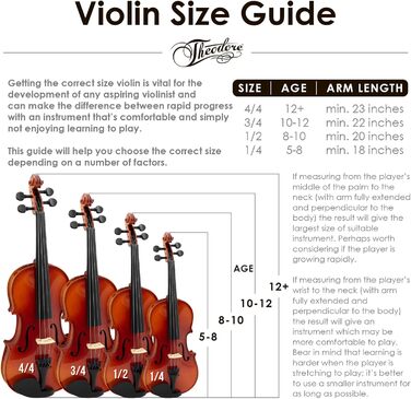 Скрипка для початківців Theodore VLN16-3-4, розмір 3/4, верхня дека з ялини