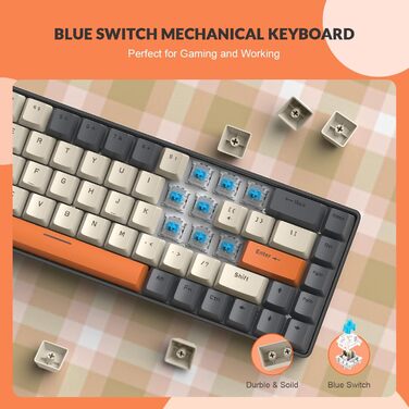 Ігровий комплект клавіатури та миші YINDIAO T8 RGB (68 клавіш) з USB-C кабелем, 6400DPI, для PC/PS5, темно-сірий