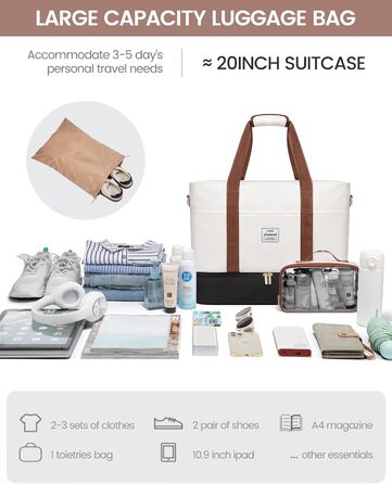 Сумка-рюкзак LOVEVOOK для жінок, 42L: водонепроникна дорожня сумка-мішок з відділенням для взуття, ідеальна для подорожей, спортзалу, пологів та Ryanair