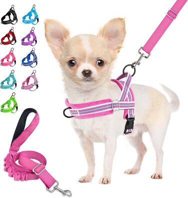 Нашийник для собак середніх та маленьких порід, м'який, не тягне, з 2 карабінами, легкий, світловідбиваючий, чорний (XS, Рожевий)