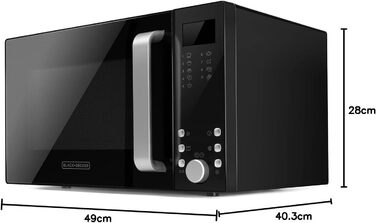 Мікрохвильова піч Black+Decker BXMZ900E 23L з грилем, 1000W, 9 програм, чорний колір