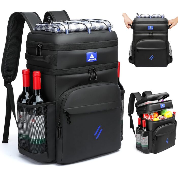 Рюкзак-холодильник Laripwit 54 літри, чорний: для пікніків, подорожей, кемпінгу та тактики