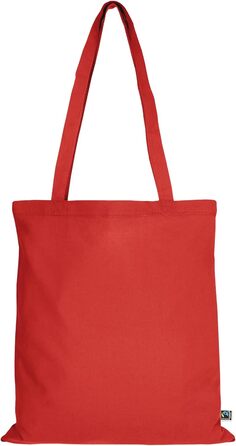 TEXXILLA 10-pack | 100-pack | 250-pack Fair Trade Cotton Bag - 14 Colors | with Two Long Handles | 38x42cm | Jute Bag | Shopping Bag | Unprinted, Color: red, Quantity: 10