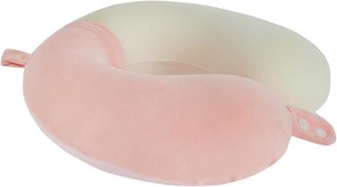 Подушка для шиї з піною з пам'яті, зручна та легка, для подорожей (літак, авто, поїзд, автобус), з чохлом (рожева)