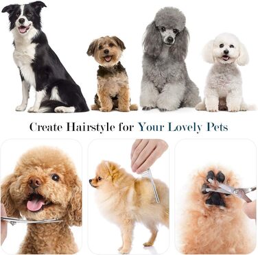 Набір професійних ножиць для грумінгу собак Pawaboo (5 шт.) з безпечними закругленими кінчиками. Ідеально для догляду за шерстю собак та котів. Рожевий колір.