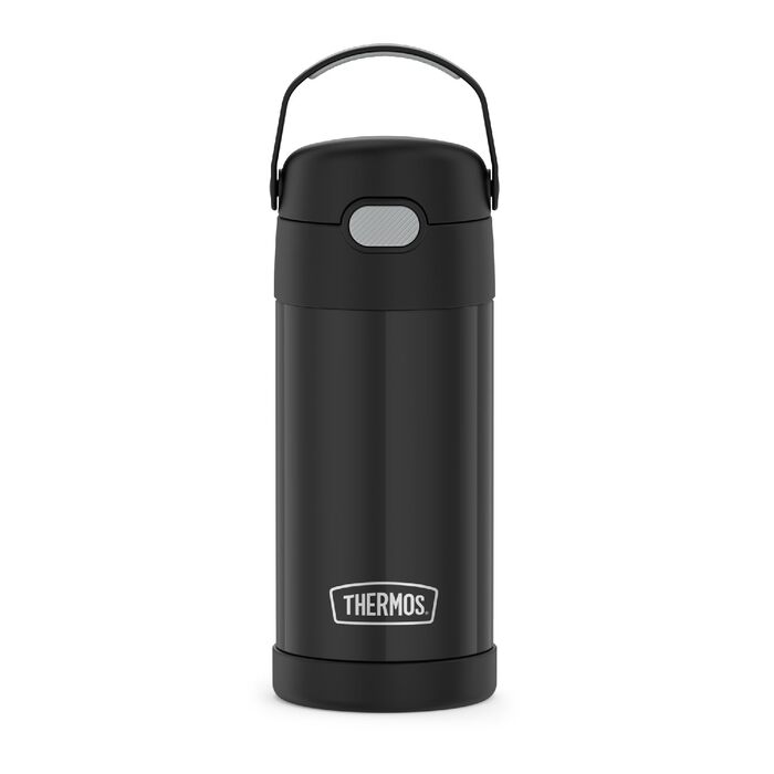 Дитяча термопляшка Thermos Funtainer зі сталевим корпусом та трубочкою, вакуумна ізоляція, 355 мл, чорна
