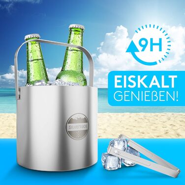 SilverRack Stainless Steel Ice Cube Container with Lid & Tongs [1.3l] - Ice Container for Ice Cubes, Perfect for Cold Drinks - Premium Ice Bucket as an Ice Cube Container