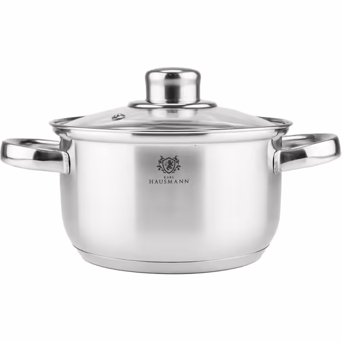 KARL HAUSMANN Pot Set Induction Stainless Steel 4-Piece - Cookware for All Cooktops - Cookware Set with Glass Lid - Pots with Measuring Scale - Pot Set - Cookware Set - Pot Sets - Pots - Induction Pots