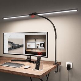 LED лампа для столу Jeebel 24W з двома головками, диммування, 1800LM, 80см, пульт ДК, 10 кольорів, 10 рівнів яскравості, для офісу