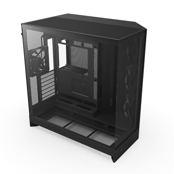 Корпус ПК NZXT H9 Flow 2025 – великий Mid-Tower з двома камерами, чорний – 3 x 140мм та 1 x 120мм вентилятори, підтримка радіатора 420мм, загартоване скло, Back-Connect
