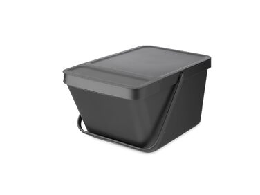 Сміттєвий кошик Brabantia Sort & Go з кришкою, 20 л, сірий — компактний контейнер для сортування відходів та тари