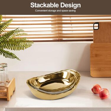 Керамічна фруктова ваза на стільницю, 3-ярусна, з металевим каркасом, золота