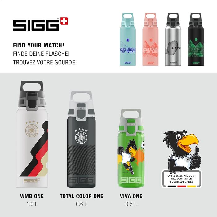SIGG - Aluminum Drinking Bottle - WMB ONE - Made in Switzerland - ClimatePartner Certified - Carbonated Drinks Safe - Leak-Proof - Featherlight - BPA-Free - Outdoor - 0.75L & 1L