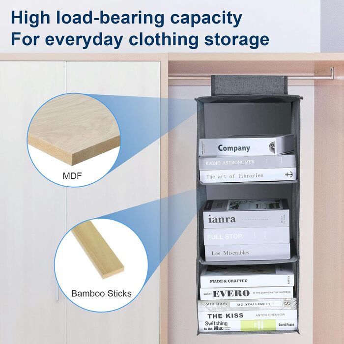 Органайзер для шафи AiQInu з 3 відділеннями, сірий, Medium