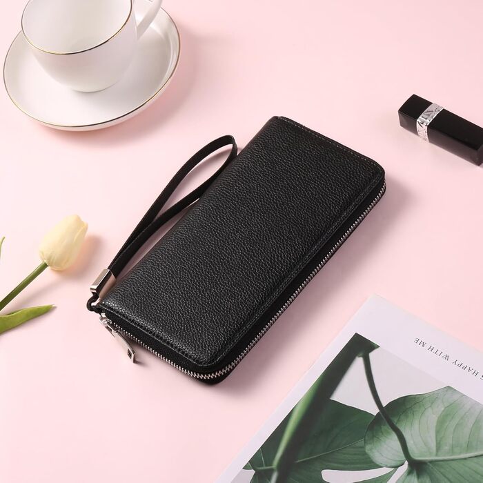 GAEKEAO Women's Wallet, Large Capacity Leather Women's Wallet Zipper Clutch with RFID Blocking and Multiple [Card/Cash] Slots