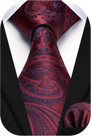 HISDERN Комплект краватки та нагрудного хустинки з квітковим візерунком Пайслі, зелений (бордовий)