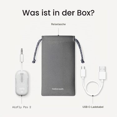 Bluetooth-трансмітер та ресивер Twelve South AirFly Pro 2 для AirPods та навушників, Glacial White