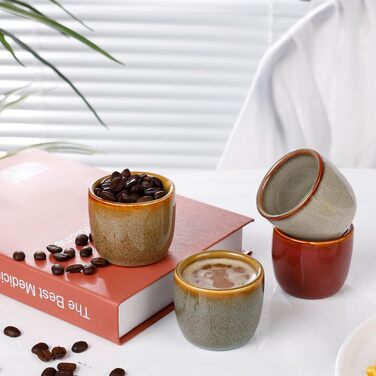 Набір керамічних чашок для еспресо Demitasse, двостінні глазуровані чашки для Nespresso, 4 кольори, 60 мл, 4 шт.