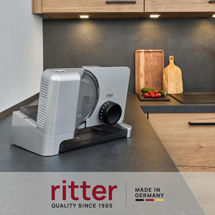 Електричний слайсер Ritter E 16 Duo Plus з металу, Made in Germany, срібний
