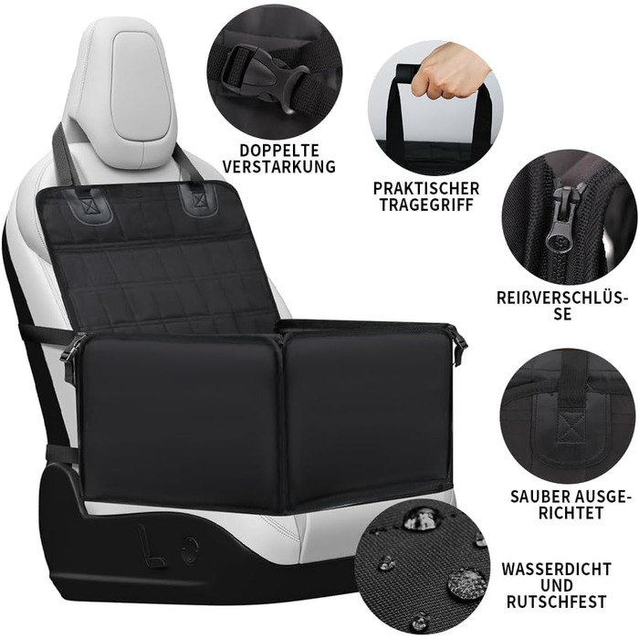 Автомобільний лежак для собак, стабільний бокс для собак на заднє сидіння, водонепроникний, чорний