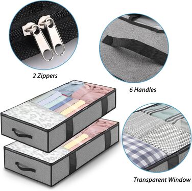 Коробки для зберігання під ліжком 90л (2 шт) - органайзери для постільних речей, одягу, ковдр