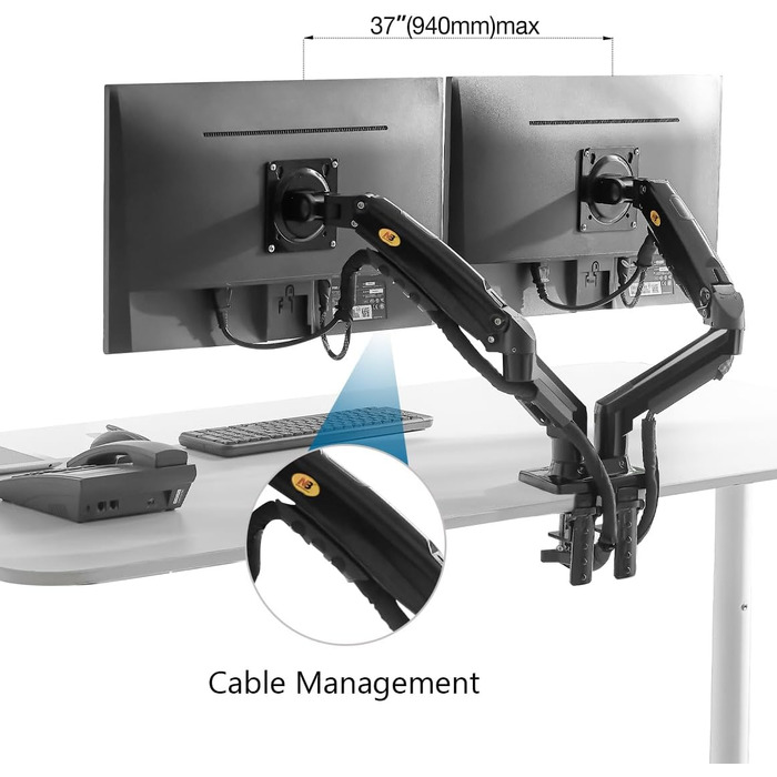Кріплення для двох моніторів NB North Bayou F160 Black - 17''-27'' | Навантаження до 9 кг, VESA 75/100