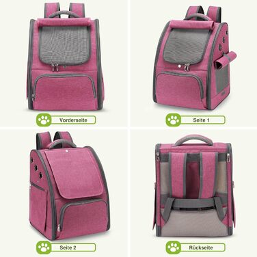 Рюкзак для котів та собак ALLSOPETS, складний, дихаючий, з сонцезахистом, для маленьких котів та собак, ідеальний для подорожей, кемпінгу та піших прогулянок (Беerenроже)