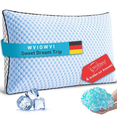 Подушка з ефектом пам'яті Cool Memory Foam, анатомічна для сну на боці, спині та животі (40x60 см, блакитно-сіра)