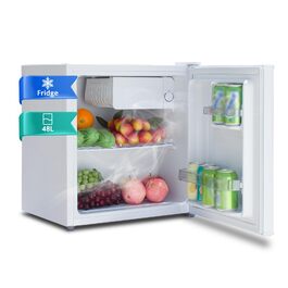 SMETA Mini-холодильник 48L з морозильною камерою, 230V, тихий настільний холодильник для офісу, кемпінгу, спальні та готелю з регульованим термостатом (6 ступенів), 39dB, 0-10℃