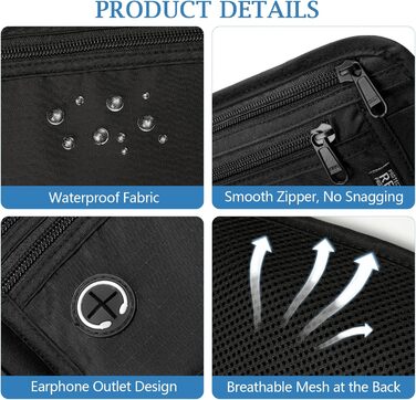 Захисна поясна сумка VINATO з RFID-захистом (сіра/чорна)