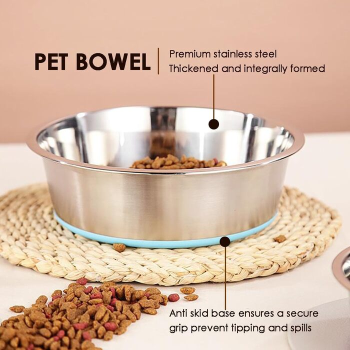 WEDAWN Миски для собак з нержавіючої сталі, 2 шт., з неслизьким гумовим дном, 18 см (950 мл)