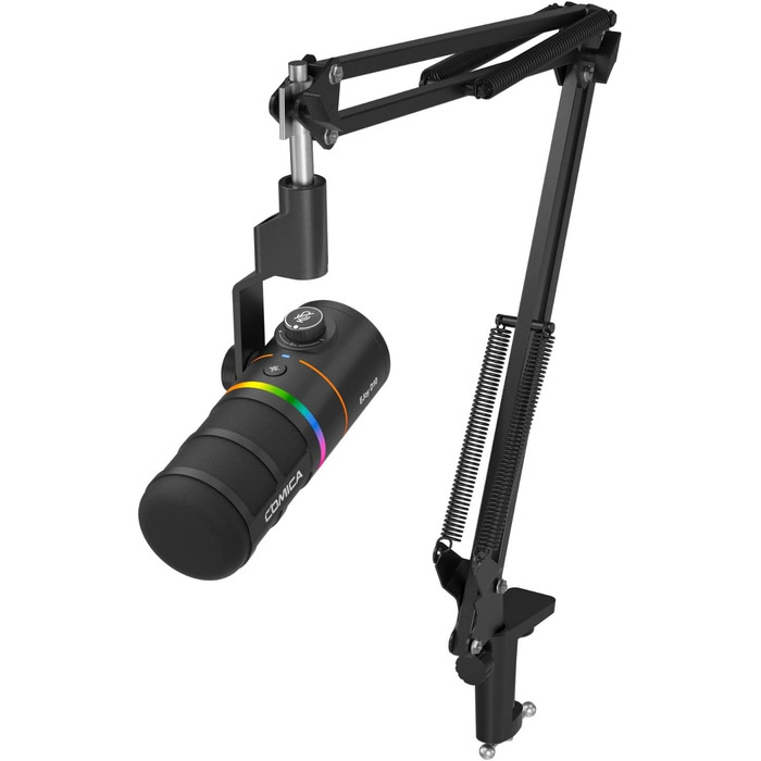 Мікрофон Comica D10 EIN з підсвічуванням RGB, XLR/USB, для стрімінгу, TikTok, подкастів та запису голосу. Сумісний з PC, Smartphone, Computer, Mac, PS4/5.