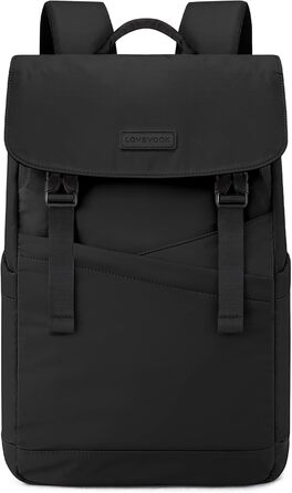 LOVEVOOK Рюкзак для ноутбука 15.6 дюймів, жіночий/чоловічий, для підлітків, універсальний, водонепроникний, для школи, університету, подорожей, роботи (Чорний, 15.6 дюймів)